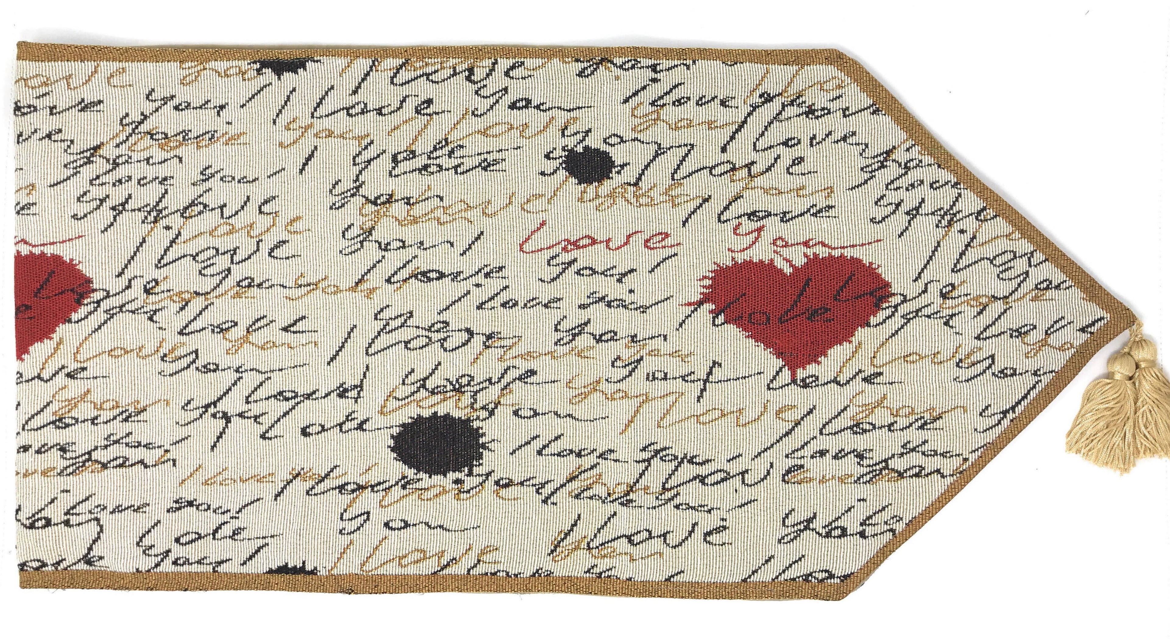 Tache Romantic I Love You Valentine’s Beige Woven Tapestry Table Runner (18111)