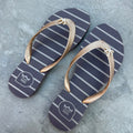 Natural Rubber Flip Flops Brown Gold Palm Tree
