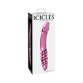 Icicles No. 57 Curved Textured 9 in. Dual-Ended Glass Dildo Pink