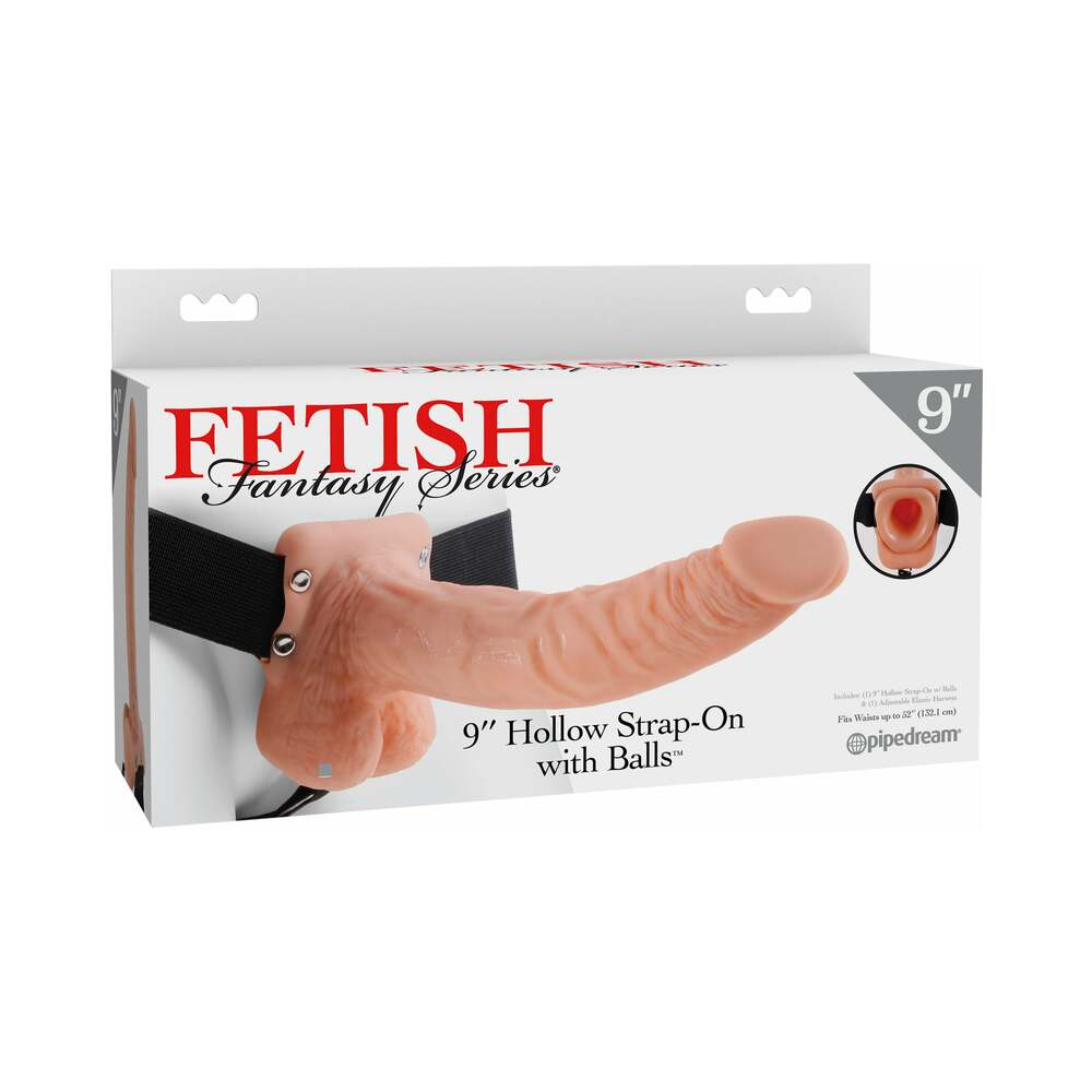 Fetish Fantasy Series 9 in. Hollow Strap-On with Balls Light/Black-0