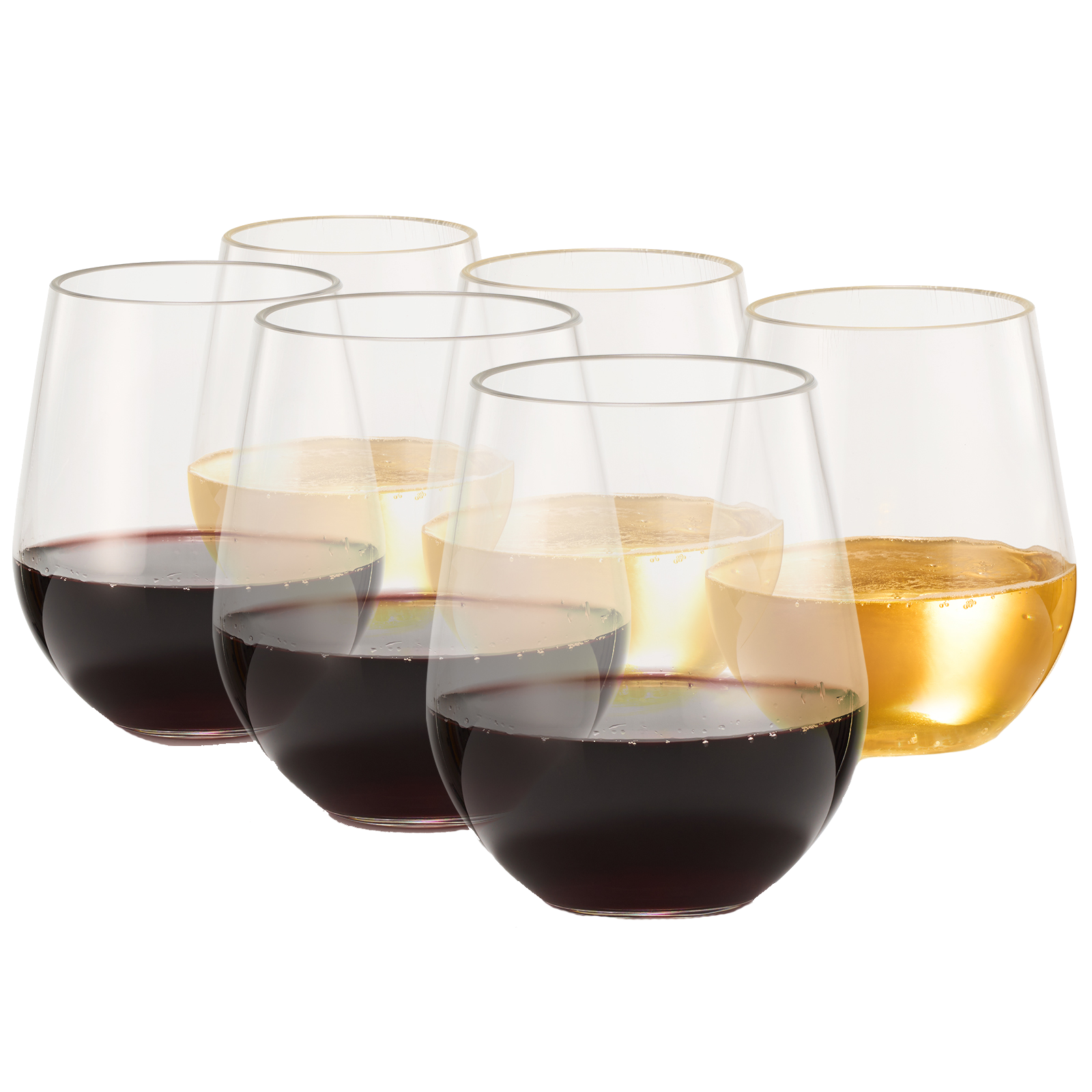 European Style Unbreakable Elegant Acrylic Stemless Wine Glasses 15 oz | Set of 6