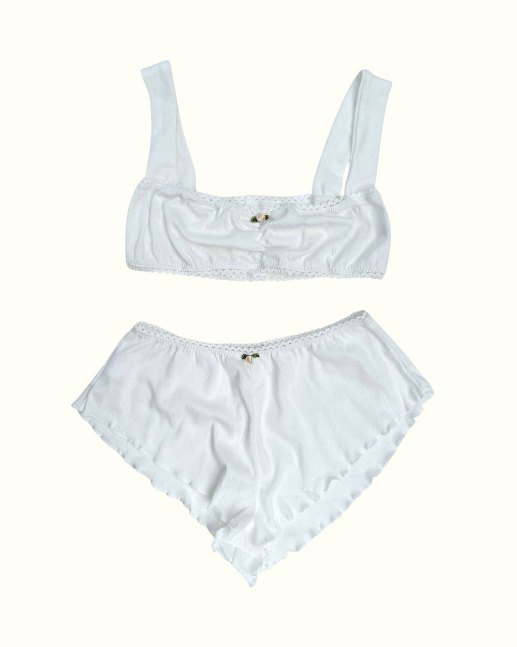 Milanblocks The Romantic pointelle cotton made matching bralette set