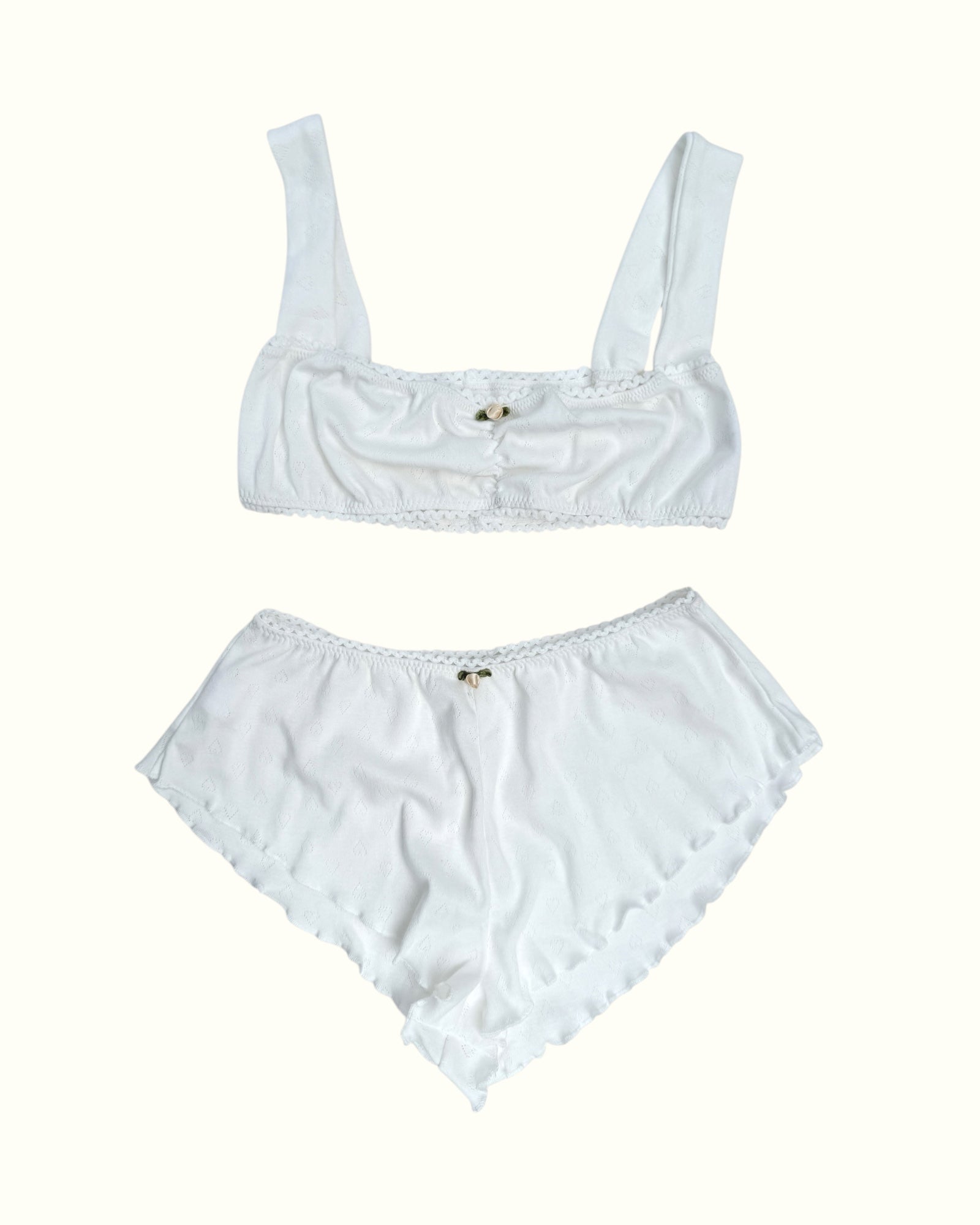 Milanblocks The Romantic pointelle cotton made matching bralette set