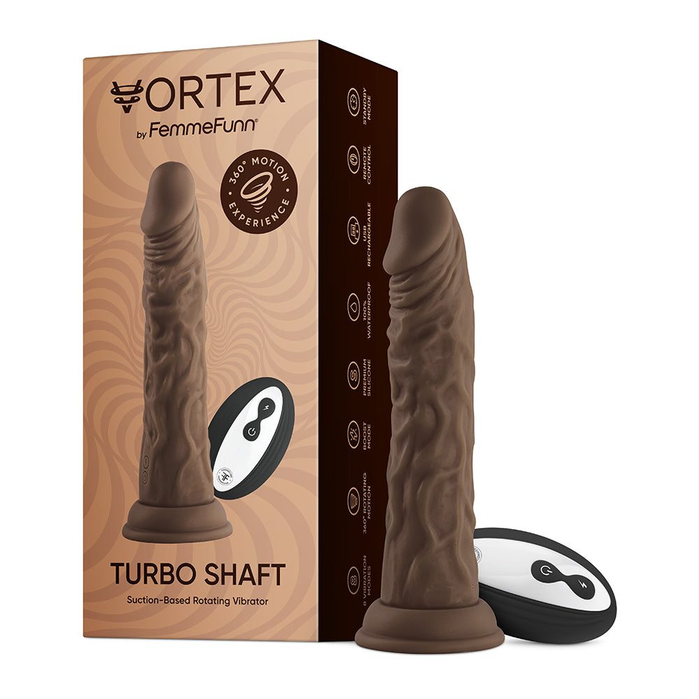 FemmeFunn Vortex Turbo Shaft 2.0 8 in. Vibrating Rotating Brown