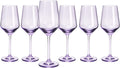 Set of 6 Colored Wine Glasses - 12 oz Hand Blown Italian Style (6, Lavender Purple)