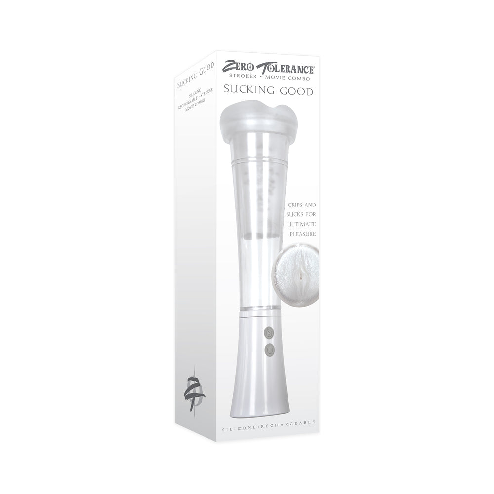 Zero Tolerance Sucking Good Rechargeable Vibrating Vacuum Pump Stroker Clear/White-0