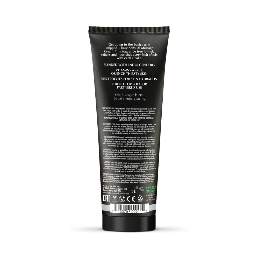 Wicked Stripped + Bare Unscented Sensual Massage Cream 4 oz.-1