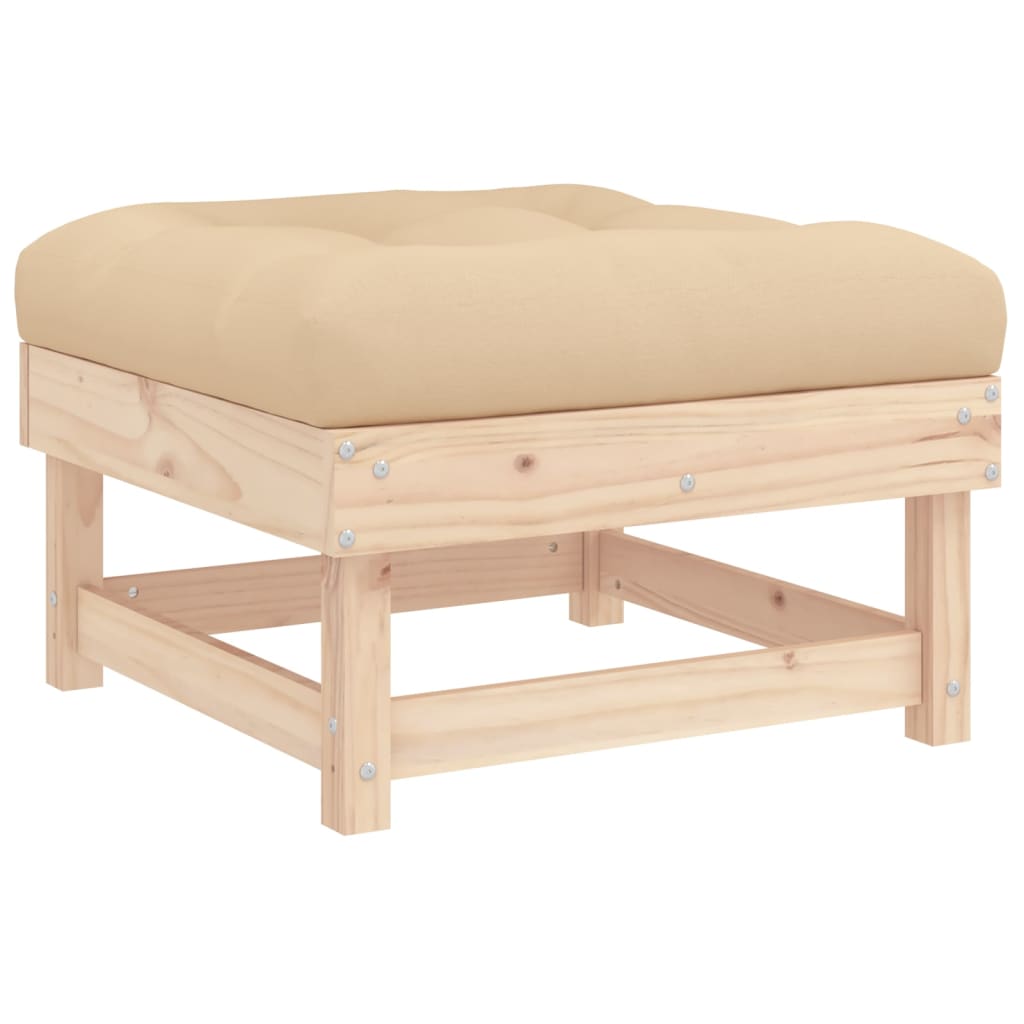 NNEVL Garden Footstools with Cushions 2pcs Solid Wood Pine