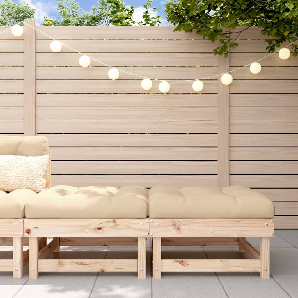 NNEVL Garden Footstools with Cushions 2pcs Solid Wood Pine