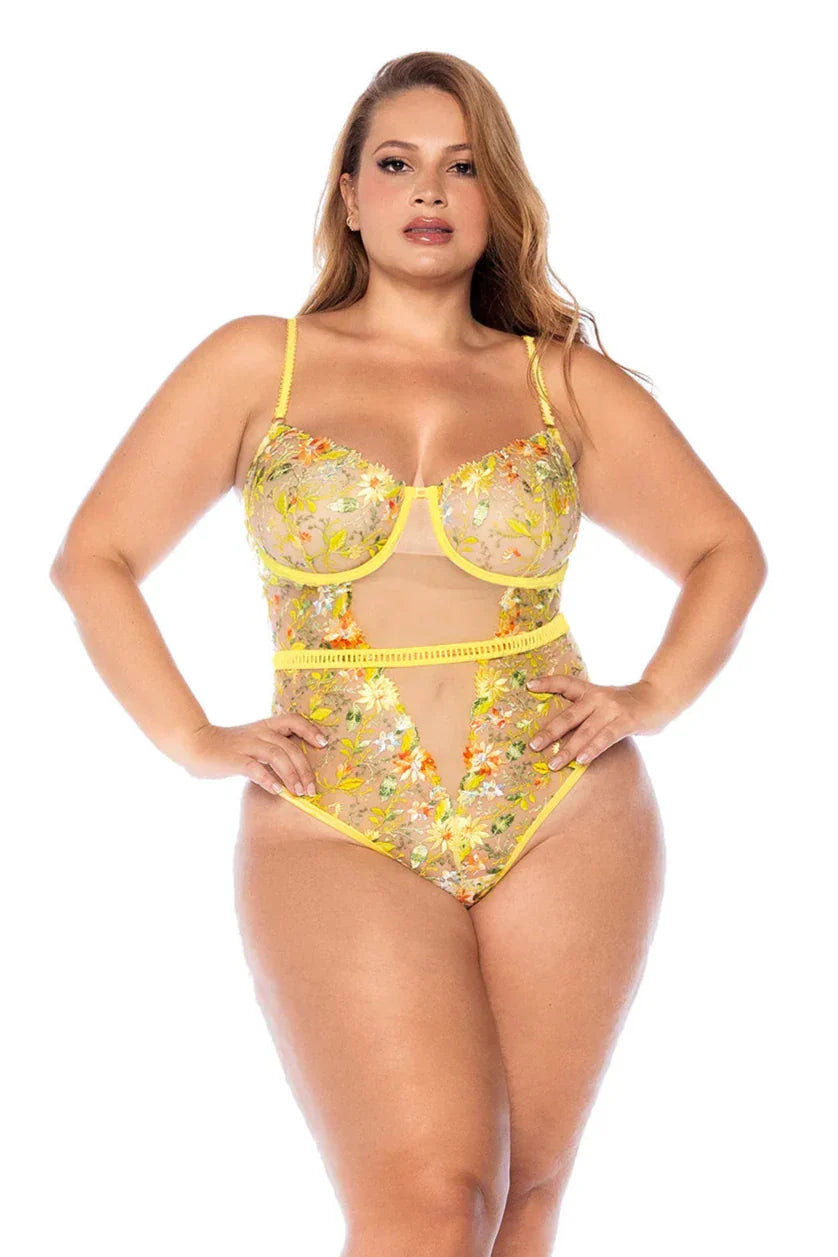 Mapale Daisy Bliss Sheer Mesh Bodysuit