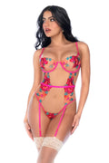 Mapale Wild Flower Sheer Mesh Bodysuit