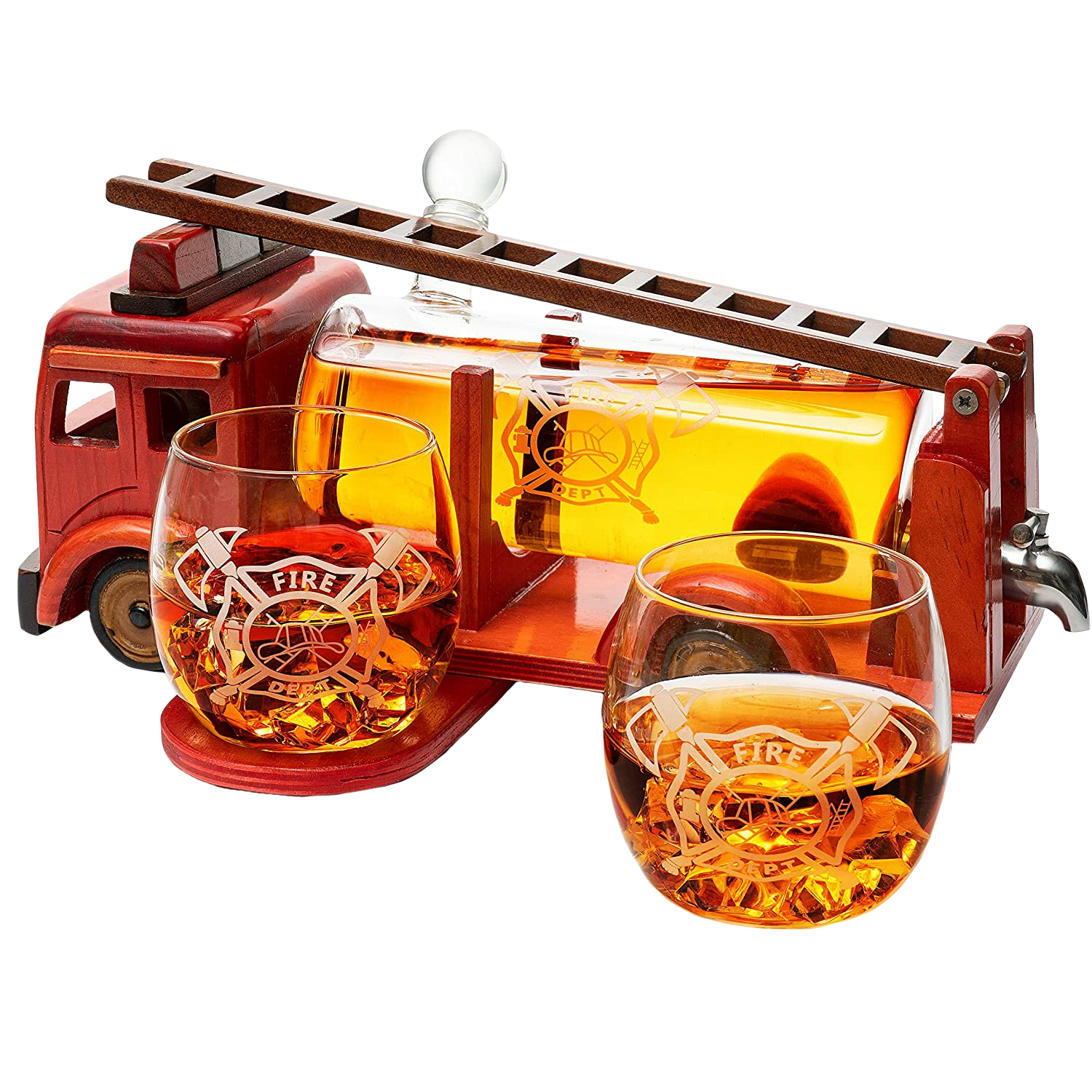 Firetruck Whiskey Decanter with Two 12 oz