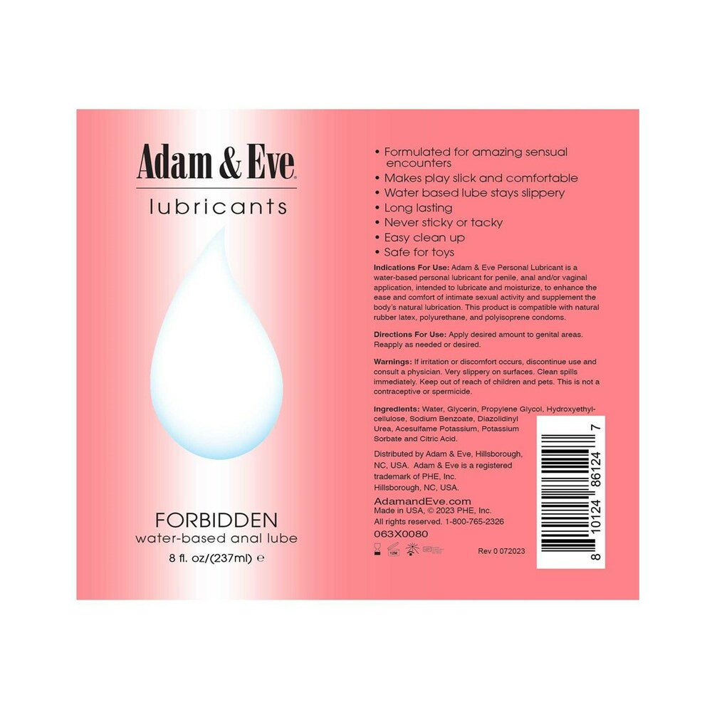 Adam & Eve Forbidden Water-Based Anal Lubricant 8 oz.-2