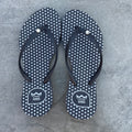 Natural Rubber Flip Flops Black Silver Polka Dots