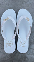 White Love Palm Trees Flip Flops