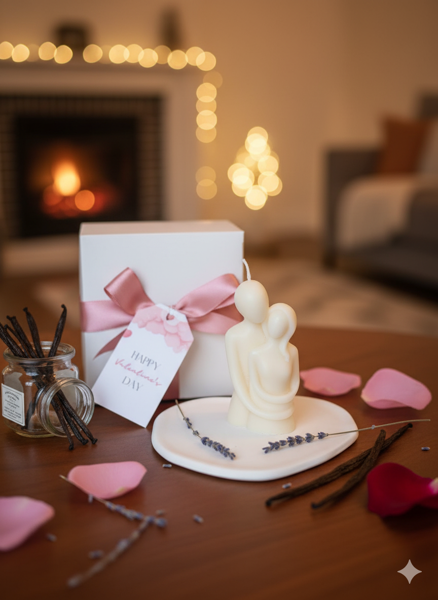 Cuddling Couple Candle — Romantic Sculptural Soy Wax, Handmade in USA