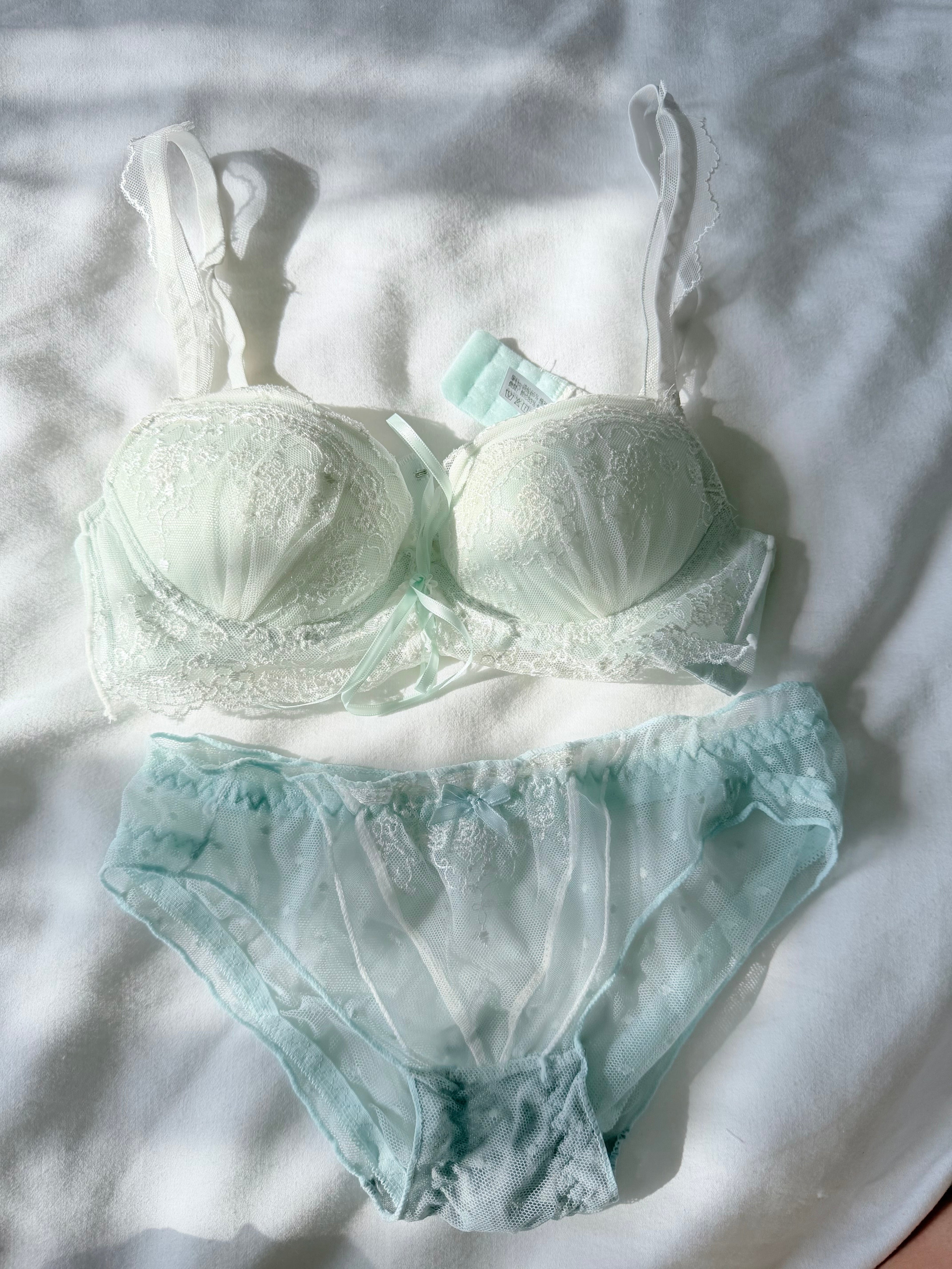 Milanblocks Coquette Matching Floral soft girl Embroidered Lace Lingerie Set
