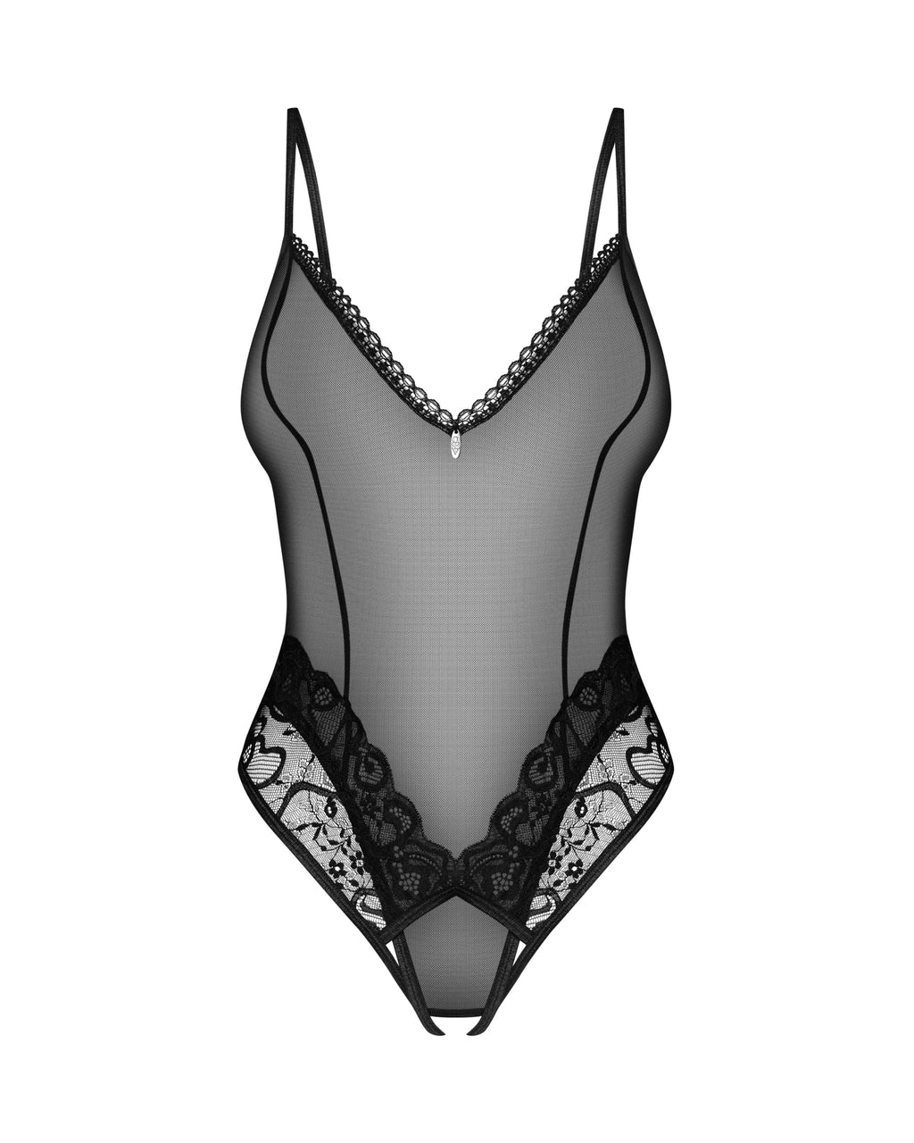 Sheer High Leg Crotchless Lace Bodysuit Blomentis-3