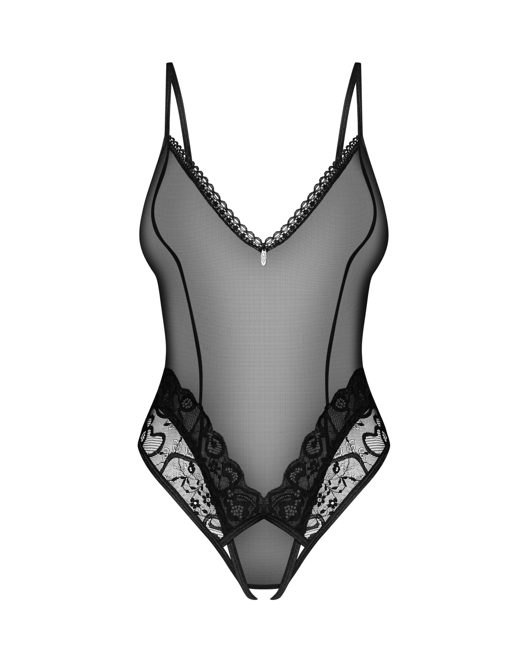 Sheer High Leg Crotchless Lace Bodysuit Blomentis-3