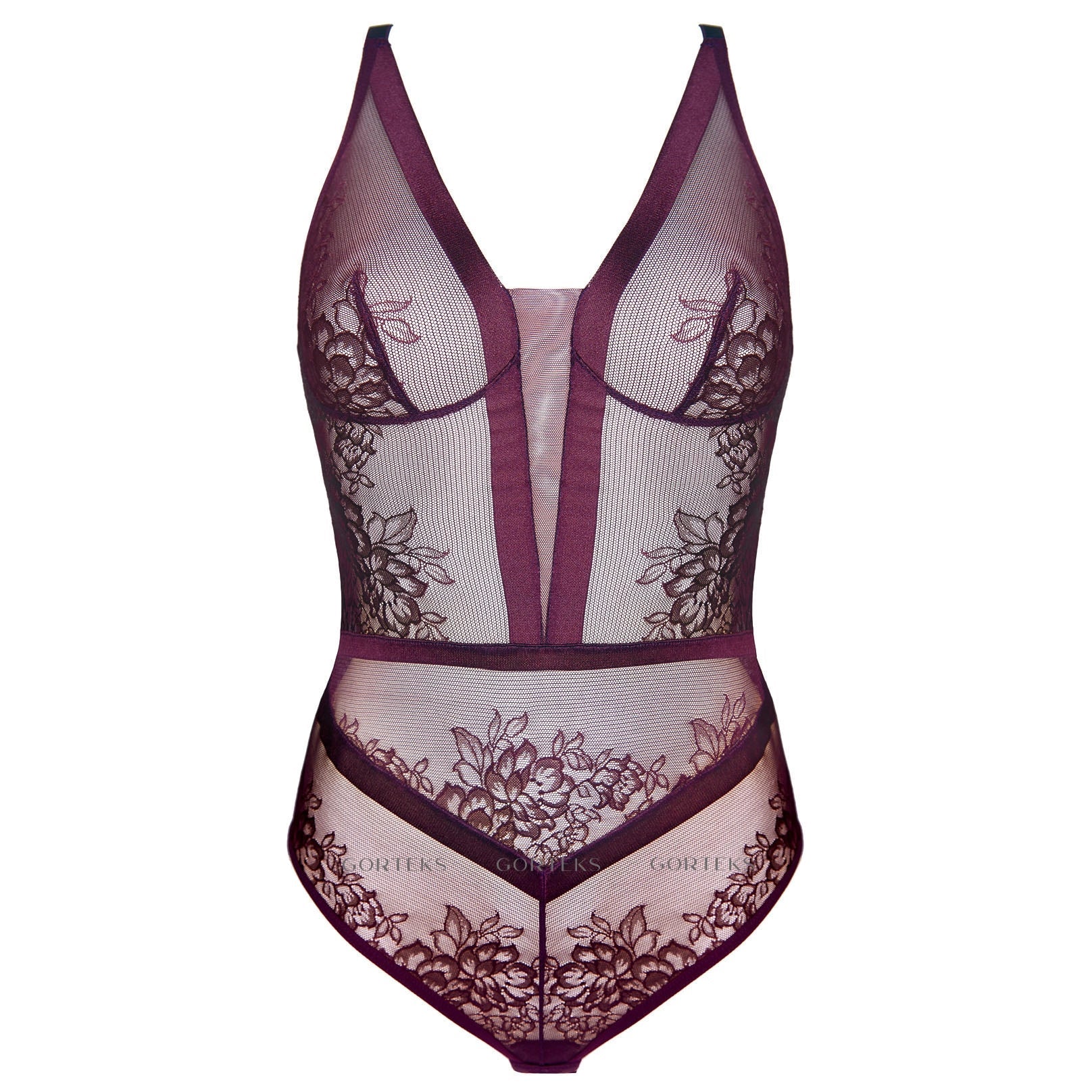 Gorteks Porto Aubergine Sheer Lace Body