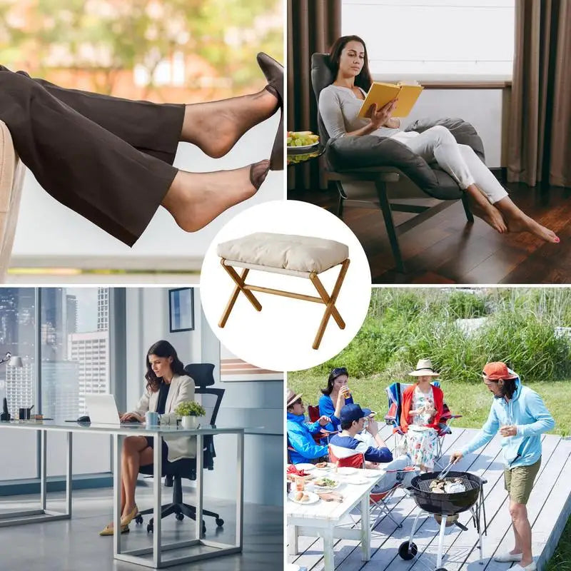 Versatile Velvet Footstool: Stylish, Easy-to-Clean, Space-Saving Design