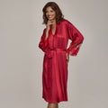 Long Sleeve Satin Bathrobe Ruby Red Tango