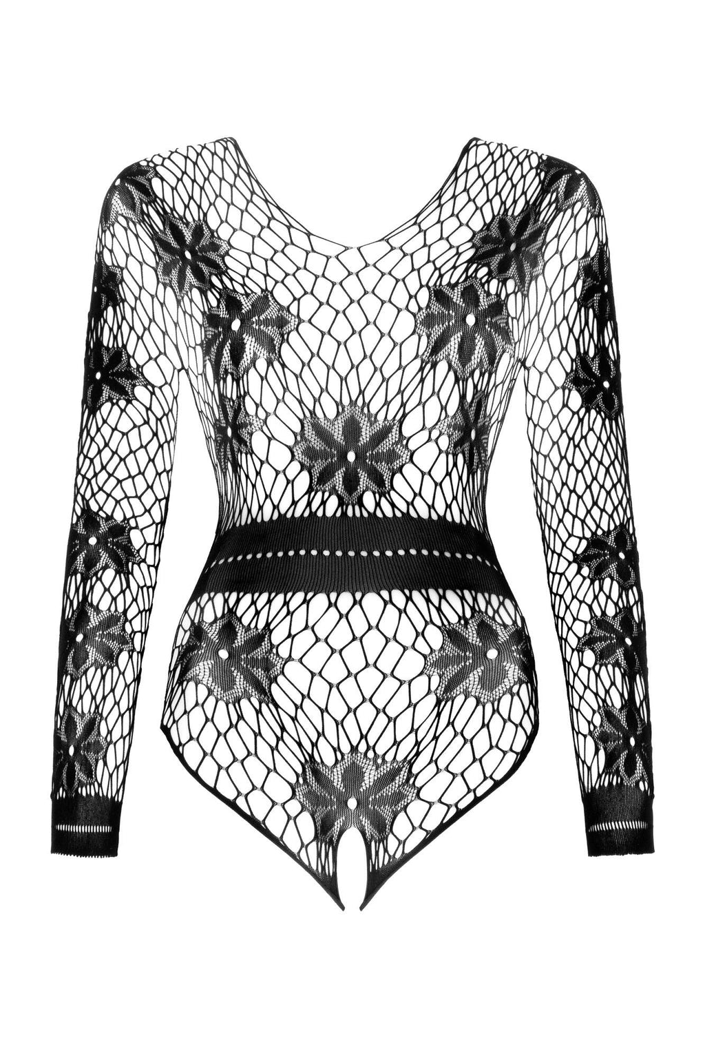 Beauty Night Regina Black Sexy Long Sleeve Fishnet Bodysuit