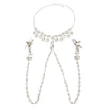 Heart & Bow Crystal Chain Nipple Clamps with Collar
