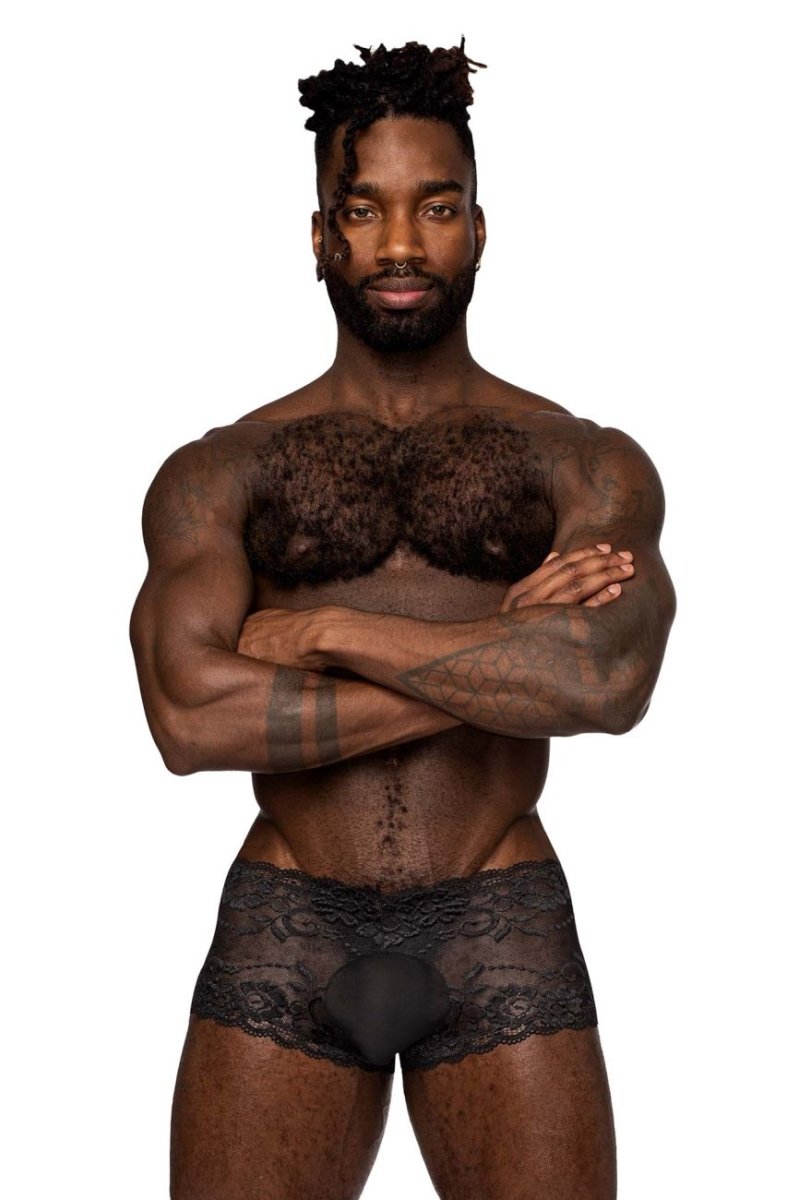 Mens Sassy Lace Mini Short Sheer Pouch Male Power 127-280