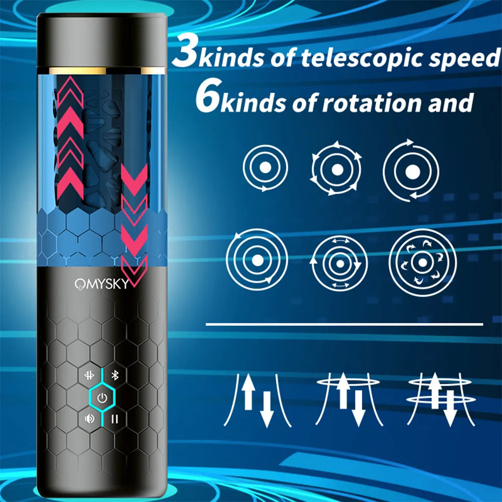 OMYSKY SwardsMan Thrusting & Rotating Male Masturbator – Bluetooth
